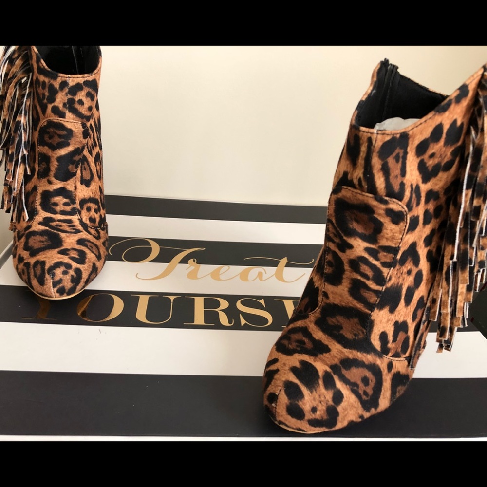 Lilliana Leopard Fringe Bootie